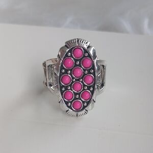 Paparazzi Silver Ring with Pink Accents